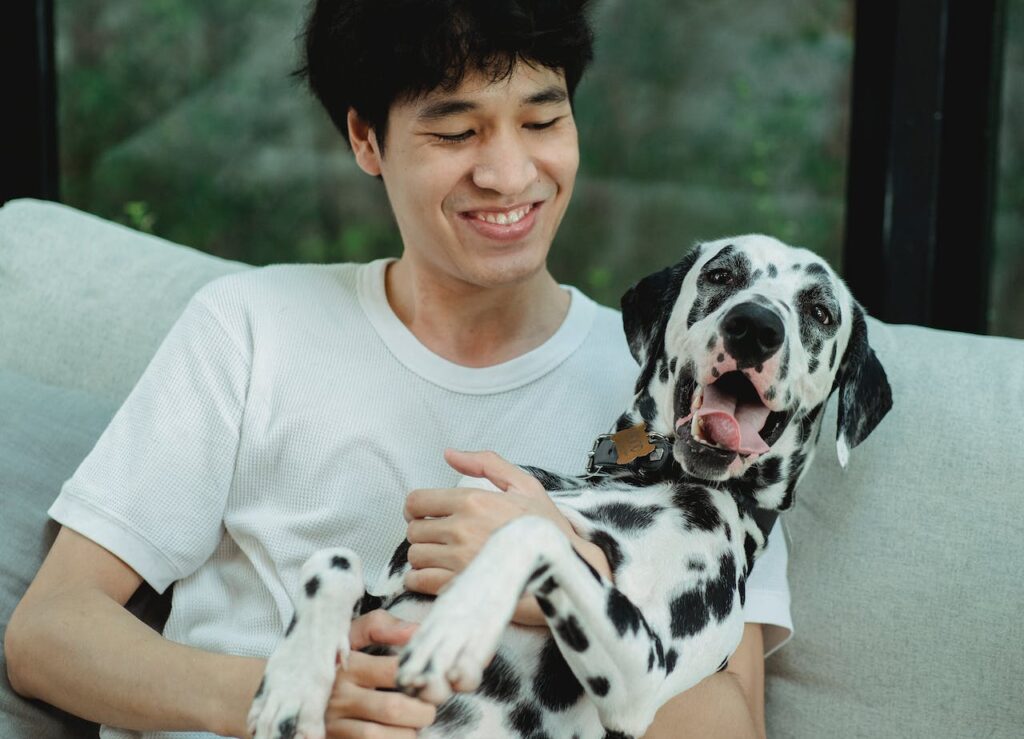 Dalmatian and owner